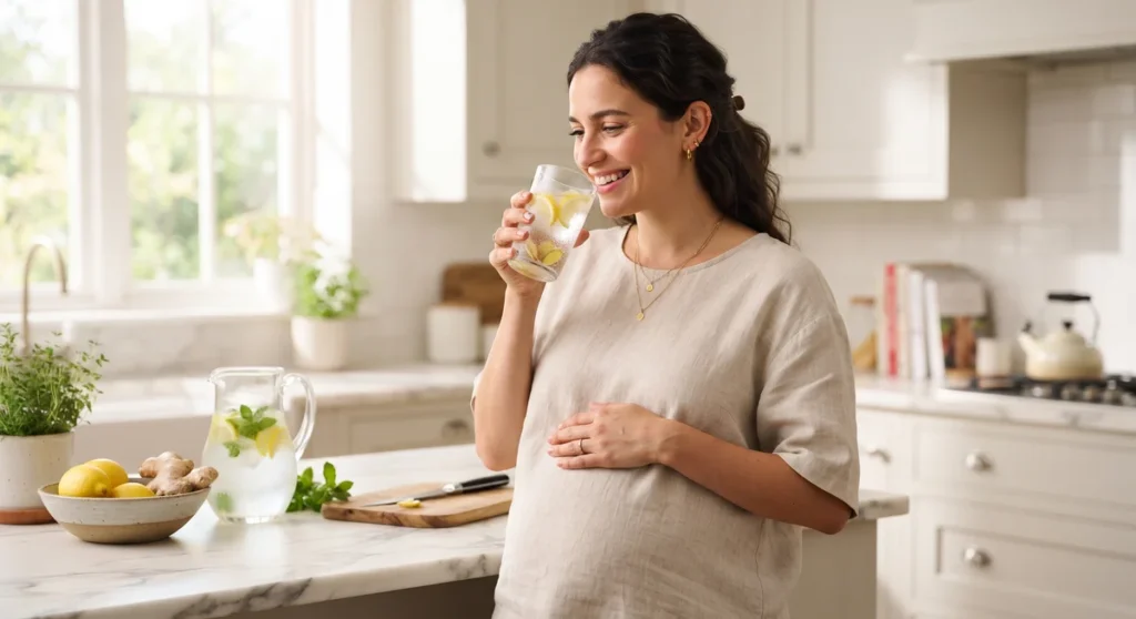 Estratégias nutricionais naturais com água aromatizada e gengibre para alívio de enjoo